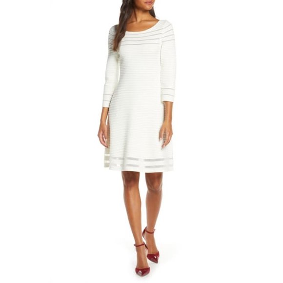 Eliza J Dresses & Skirts - Eliza J Mesh Knit Long Sleeve Dress Petite Large